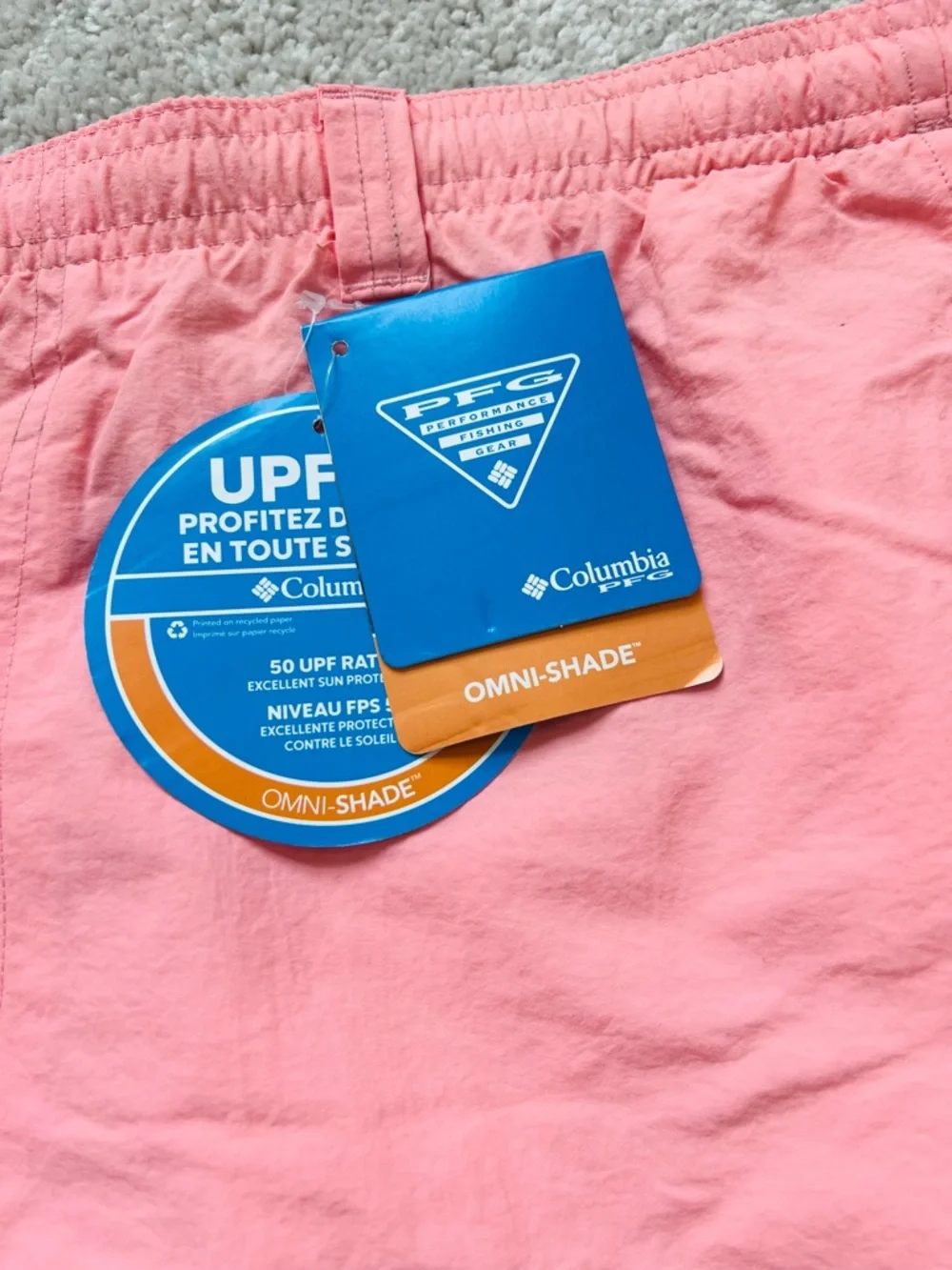 Columbia Men’s Coral Pink Omni shade 50 UPF Athletic fishing Shorts XXL